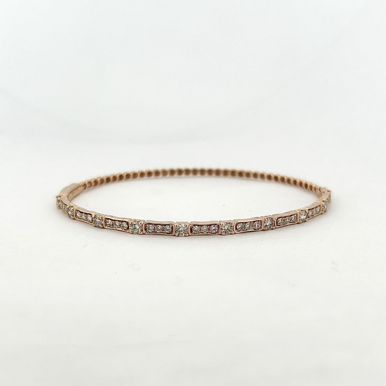 14k Rose Gold 1.25ctw Natural Diamond Fancy Bubble Style Bangle