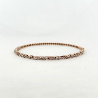 14k Rose Gold 1.25ctw Natural Diamond Fancy Bubble Style Bangle