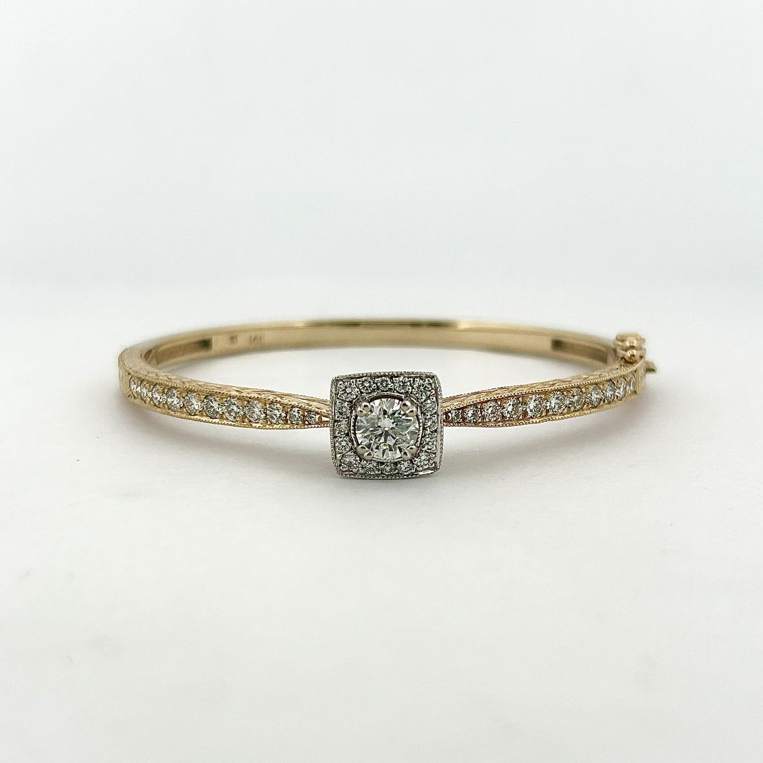 Vikens 14k Two Tone 2.24 CTW Natural Diamond Hand Engraved Bangle Bracelet