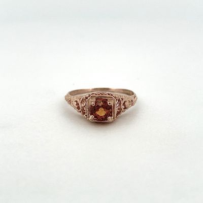 14k Rose 3/4ct Orange Sapphire Floral Open Work Ring