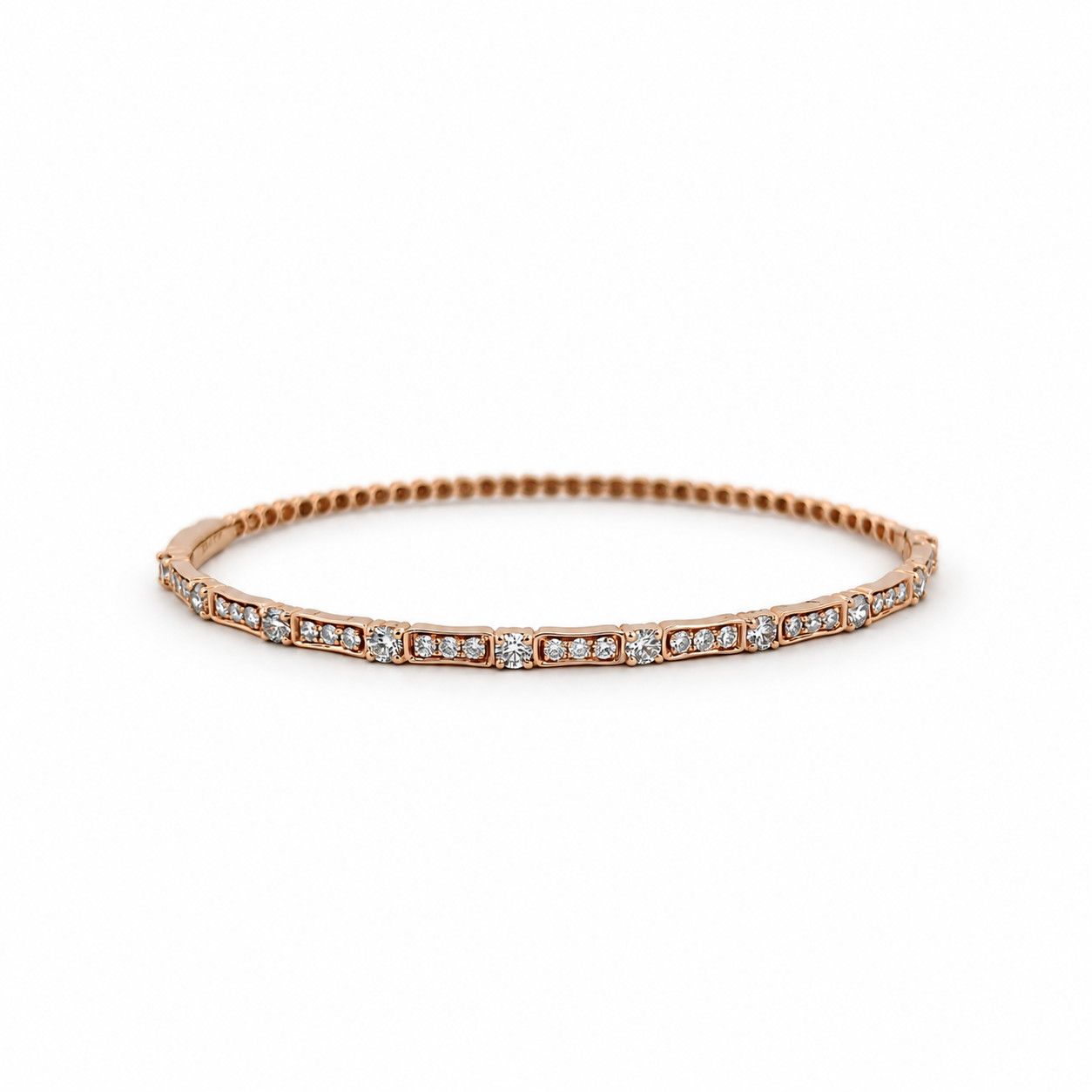 14k Rose Gold 1.25ctw Natural Diamond Fancy Bubble Style Bangle