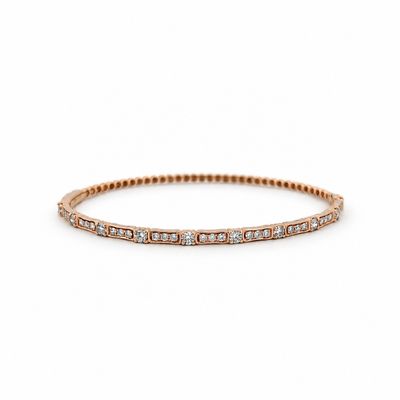 14k Rose Gold 1.25ctw Natural Diamond Fancy Bubble Style Bangle