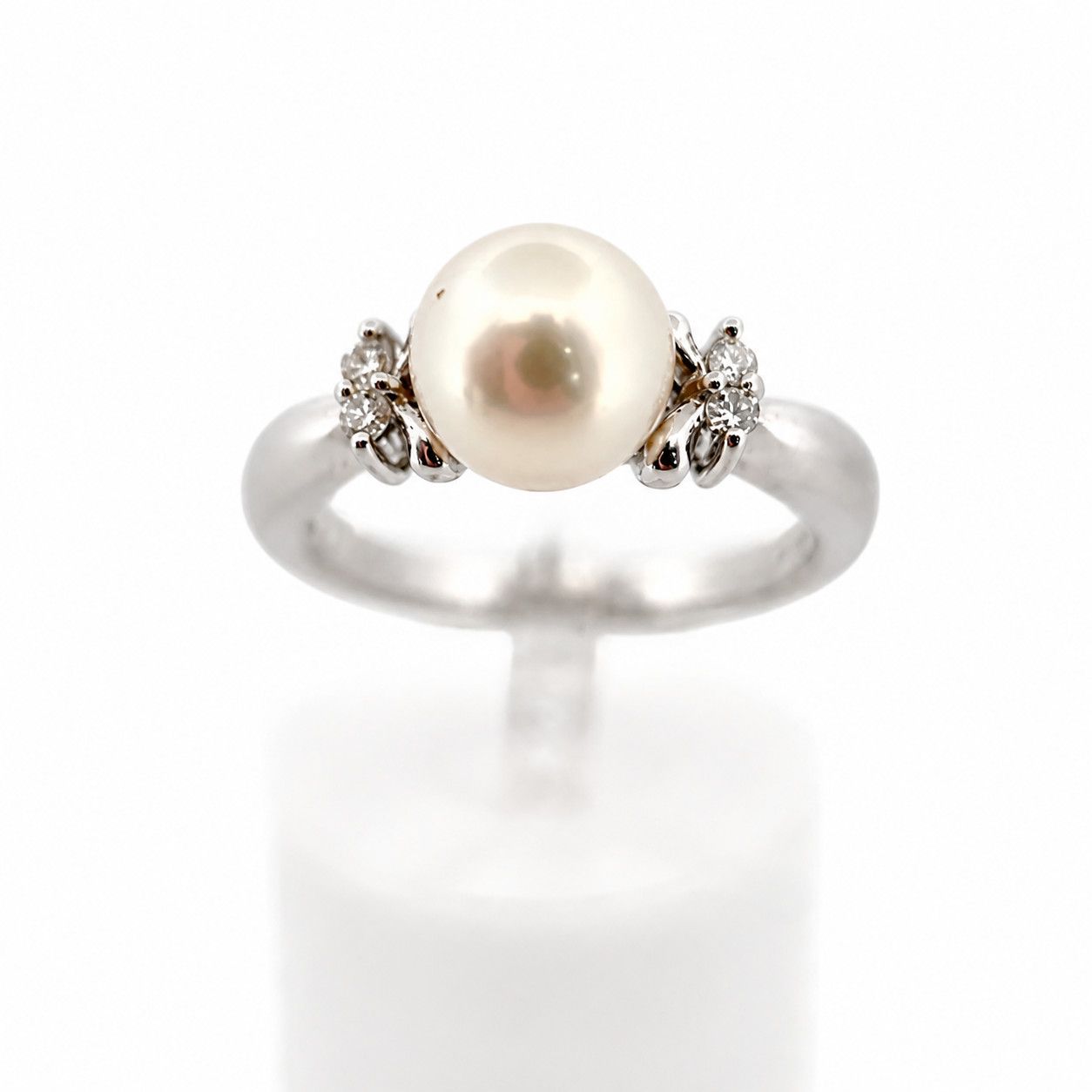 Platinum Champagne Pearl & Diamond Ring