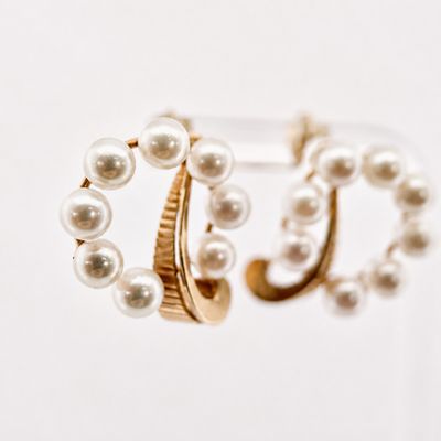 14ky Fancy Freshwater Pearl Wreath Earrings