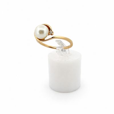 14ky Fancy Freshwater Pearl and Diamond Ring