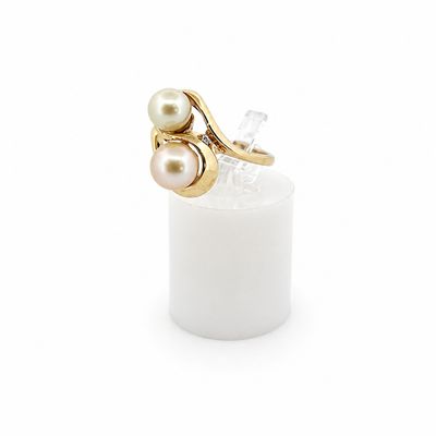 14ky Infinity Style Double Pearl Ring