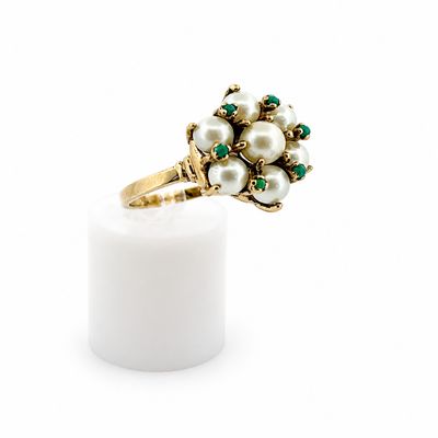 10ky Vintage Pearl and Turquoise Ring