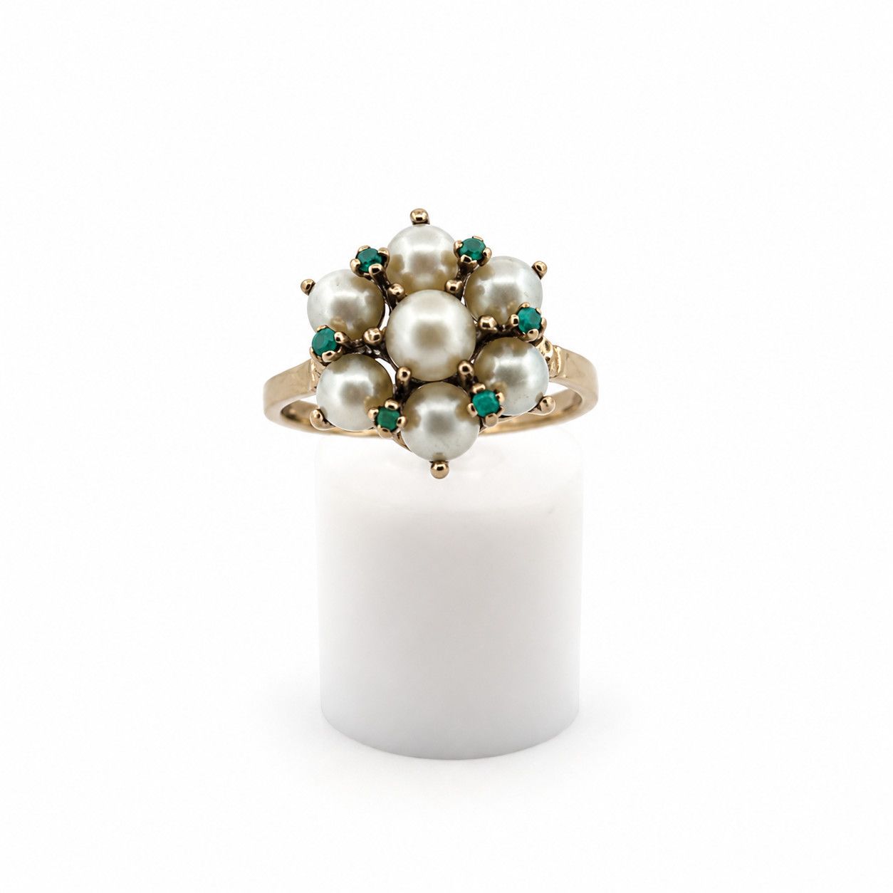 10ky Vintage Pearl and Turquoise Ring