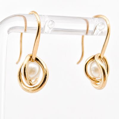 Ed Levin 14ky Freeform Floating Cage Pearl Earrings