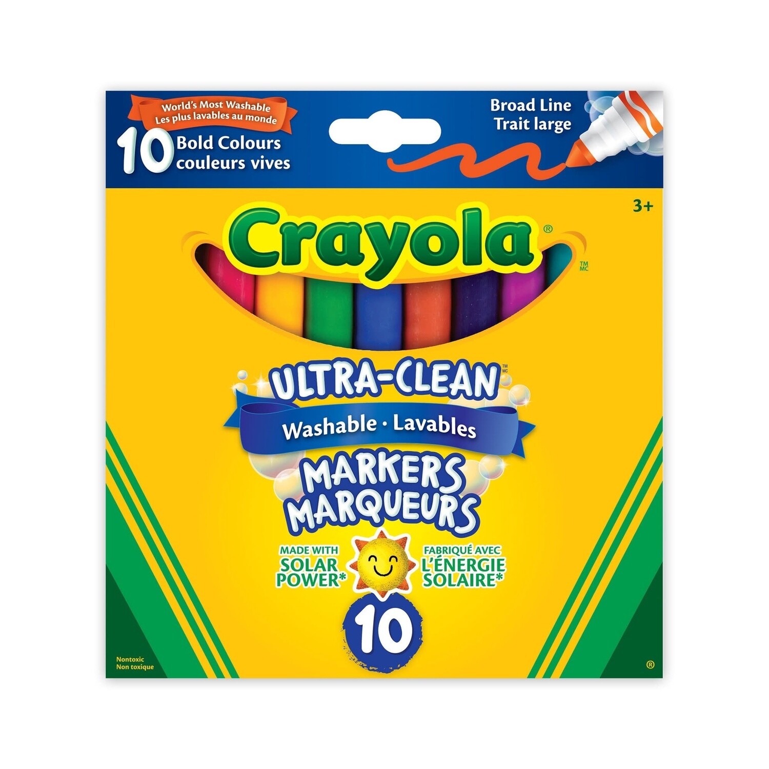 10 marqueurs lavables couleurs vives