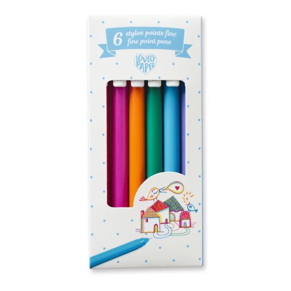 6 stylos gel - pointe fine 0.7