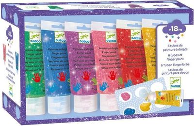 6 tubes de peintures à doigts - Paillettes