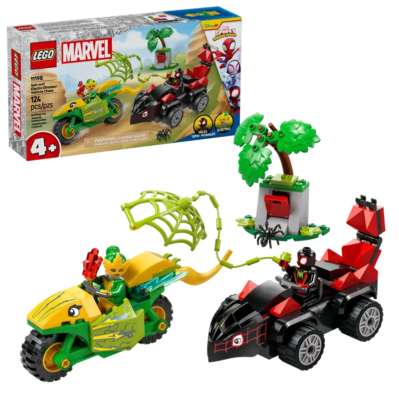 Lego Marvel 11198 La poursuite en dino-véhicules de Spin et Electro