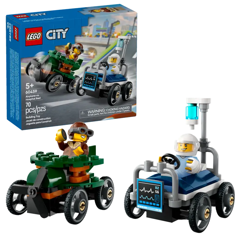 Lego City 60459 Ensemble de course L’avion contre la voiture-lit d’hôpital
