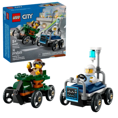 Lego City 60459 Ensemble de course L’avion contre la voiture-lit d’hôpital