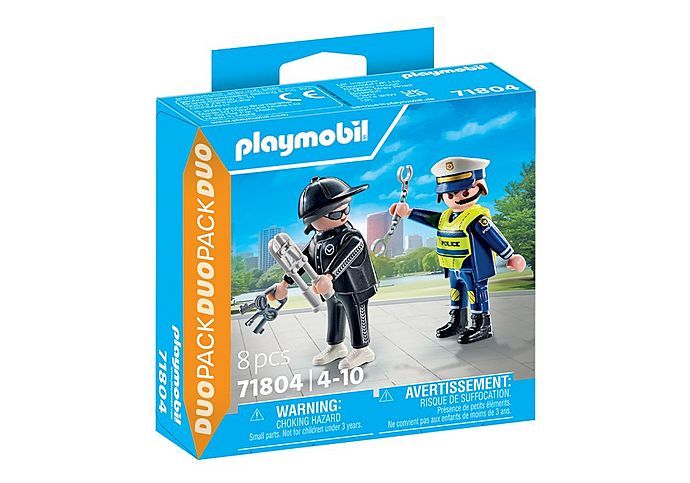 Duo : Policier et bandit avec menottes et accessoires 71804