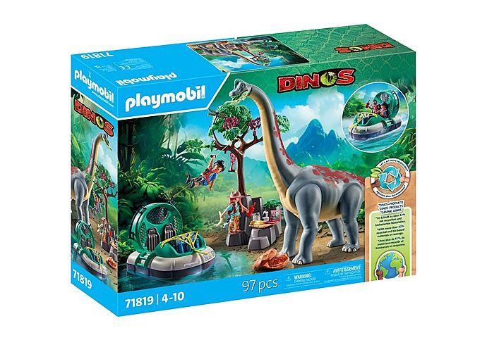 Brachiosaure avec explorateurs et aéroglisseur 71819
