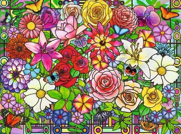 PZ100XL Fleurs en vitrail