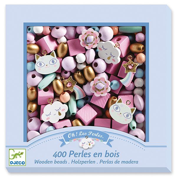 Perles en bois - Arc-en-ciel