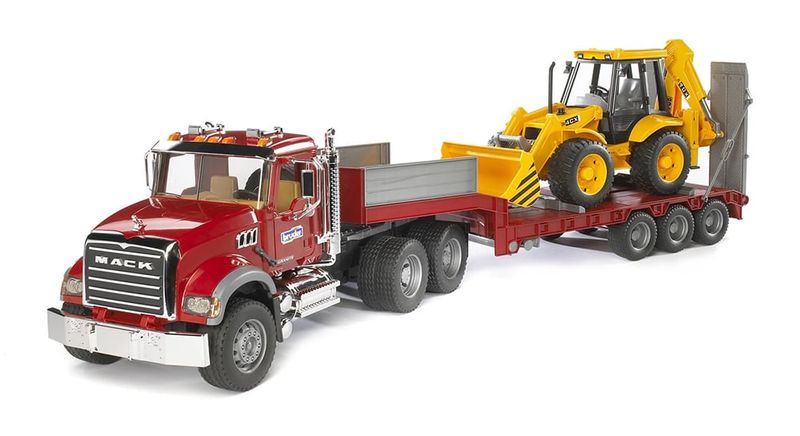 MACK Granite Truck with Low Loader and JCB Backhoe Loader