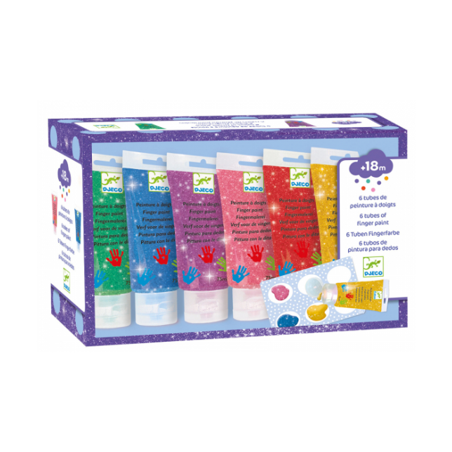 tubes of finger paint / Glitter