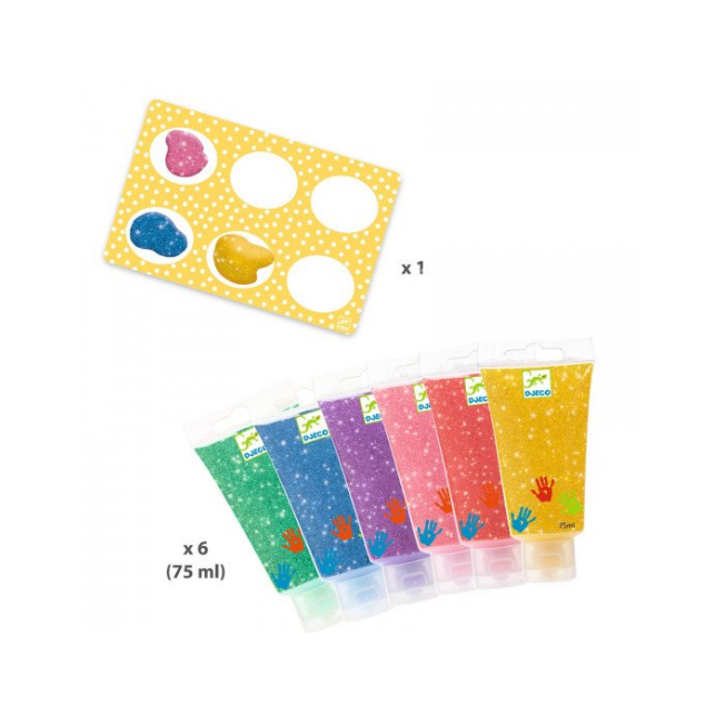 tubes of finger paint / Glitter