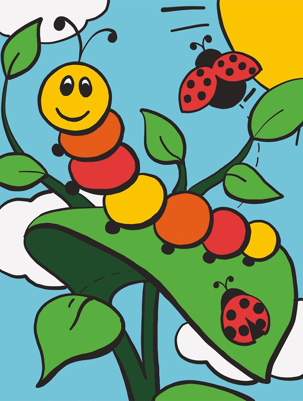 Peinture à numéro - Chenille et coccinelle