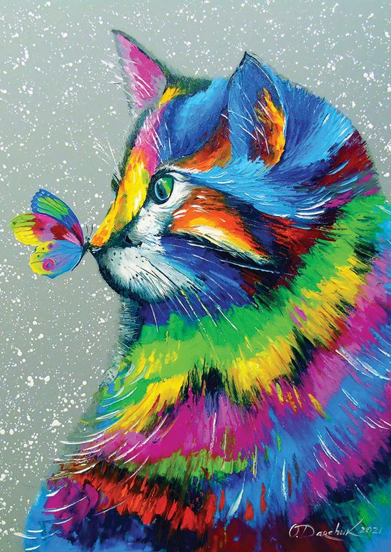 PZ1000 Bright cat and butterfly