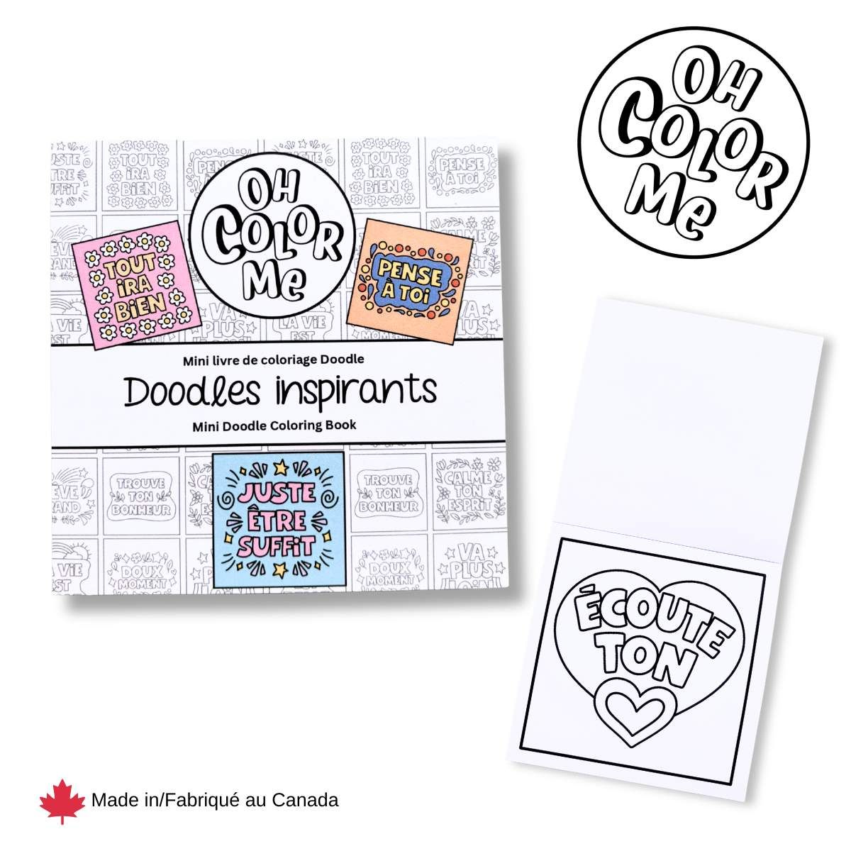 Mini livre de coloriage - Doodles Inspirants, 4"x4"