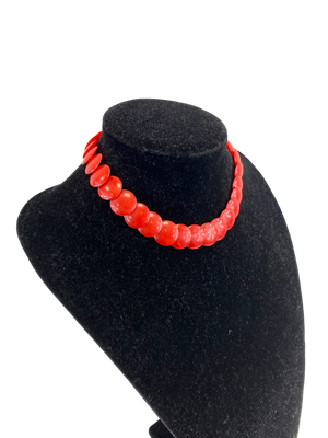 Vintage Kleurrijke Choker Koraalrood