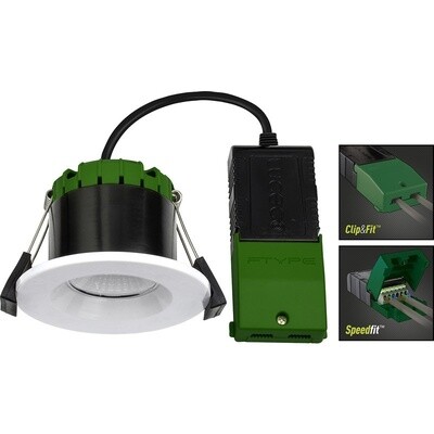 Luceco FType Compact Regressed Integrated Colour Changing CCT 6W Fire Rated IP65 Downlight White 580lm Warm Cool &amp; Daylight White