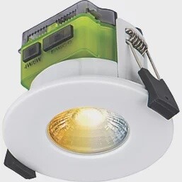 LUCECO FTYPE MK 2 FLAT FIXED CYLINDER FIRE RATED LED DOWNLIGHT CCT COLOUR CHANGE WHITE 4-6W 710/725/750/745LM