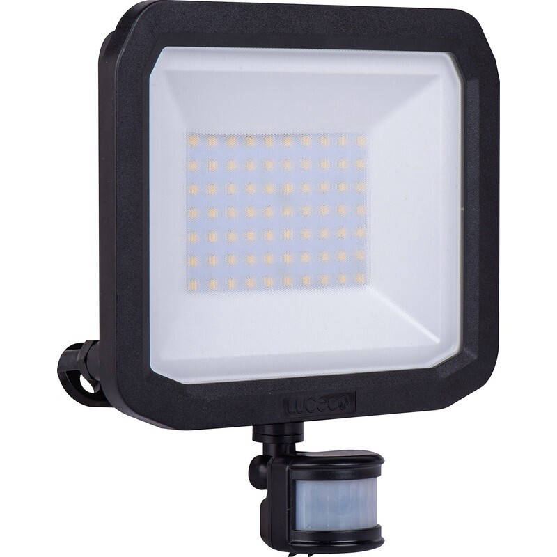 LUCECO CASTRA OUTDOOR LED FLOODLIGHT WITH PIR SENSOR BLACK 10W 1200LM