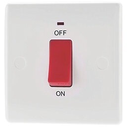 BRITISH GENERAL 800 SERIES 45A 1-GANG DP COOKER SWITCH WHITE WITH LED