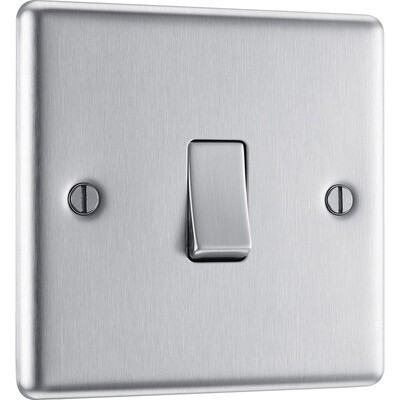 BG Brushed Steel Switch 1 Gang 2 Way 20A-16AX