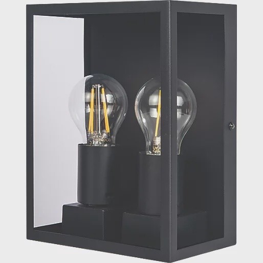 LUCECO OUTDOOR LED FLUSH-MOUNTED DECORATIVE WALL LANTERN BLACK 7W 810LM