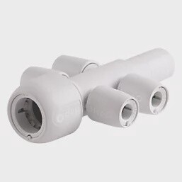 HEP2O PLASTIC PUSH-FIT REDUCING 4 PORT CLOSED SPIGOT MANIFOLD 22MM X 10MM