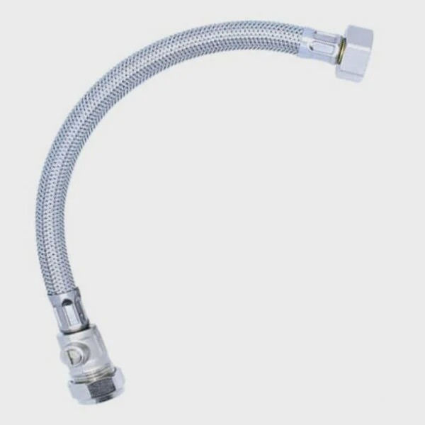 Viva 15mm x 1/2″ BSP Flexible Tap Connector with Valve 300mm SSH2