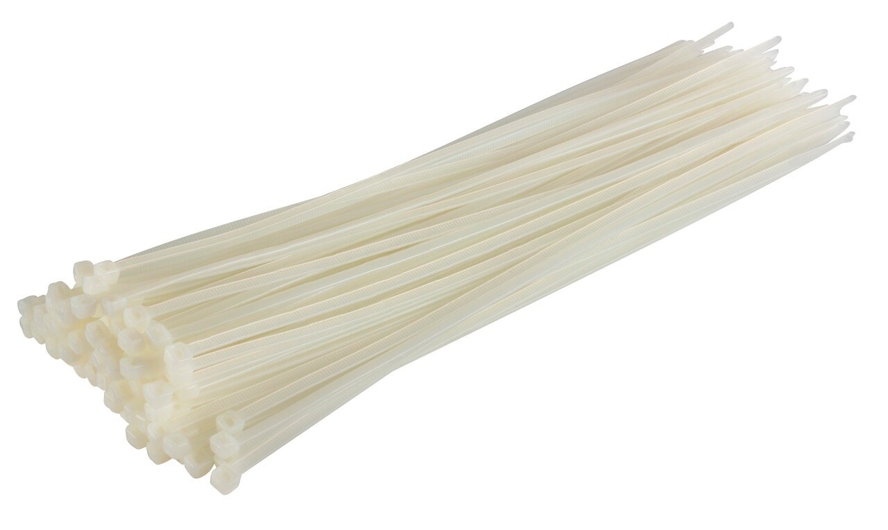 White / Natural Nylon Cable Ties (Pack of 100