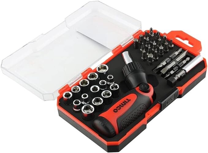 TIMCO Ratcheting Screwdriver Bit Set - Screwdriver with Assorted Driver Bits - 46 Screwdrivers