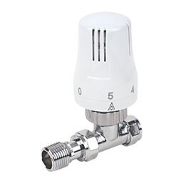 WHITE STRAIGHT THERMOSTATIC TRV 15MM X 1/2&quot;