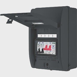 BRITISH GENERAL SYNC EV IP65 WEATHERPROOF OUTDOOR 5-MODULE 5-WAY POPULATED EV CHARGER CONSUMER UNIT WITH SPD (