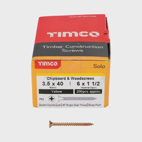 Timco Solo Woodscrews 3.5 X 40MM – Pozi Countersunk – ZYP