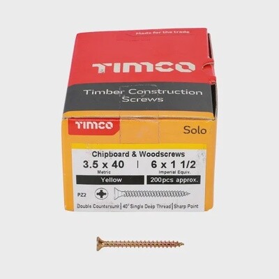 Timco Solo Woodscrews 3.5 X 40MM – Pozi Countersunk – ZYP