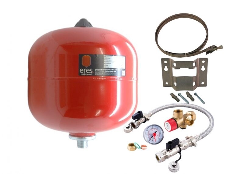 Altecnic – ERES 12 Litre Heating Expansion Vessel &amp; Sealed System Kit ER-12LTVESS Grey/Red