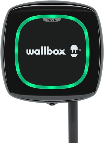 Wallbox Pulsar Plus Charger for Electric Vehicles. With adjustable power of up to 22 kW. Charging cable type 2. Wi-Fi and Bluetooth connection and OCPP compatible. (Type 2-7.4 kW, 5 m, black) Ev Charg