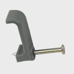 PITACS GREY FLAT DOUBLE TWIN &amp; EARTH CABLE CLIPS 2.5MM 100 PACK