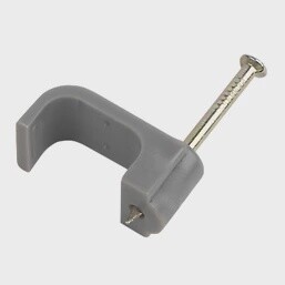 GREY FLAT SINGLE CABLE CLIPS 6MM 100 PACK