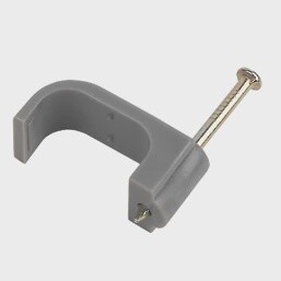 GREY FLAT SINGLE CABLE CLIPS 10MM 100 PACK