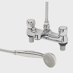 CONTRACT DECK-MOUNTED METAL HEAD BATH SHOWER MIXER TAP CHROME